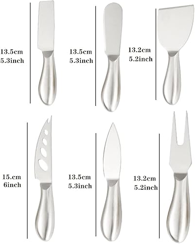 Miniatura 3 de Colección de cuchillos de queso de acero inoxidable de 6 piezas con tenedor de queso, rebanador y cortadores para cocina