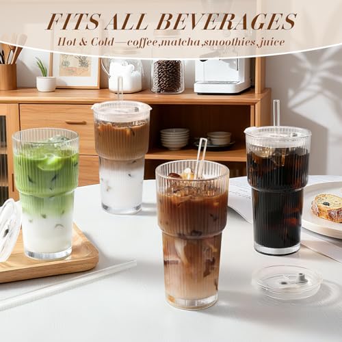 Iced Coffee Cups with Lids 4Pcs