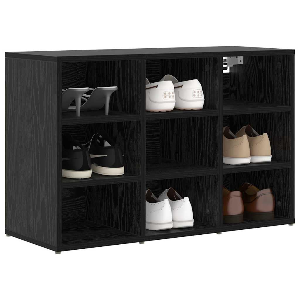 Schuhschrank mit Regal Schwarz Eichen-Optik Holzwerkstoff 77,5 x 30 x 51 cm mit 9 Brettern schmaler Schuhständer für Flur Dielen Garderobe zur geordneten Aufbewahrung