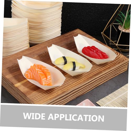 Bandejas desechables de madera para sushi, set 100 uds miniatura 4