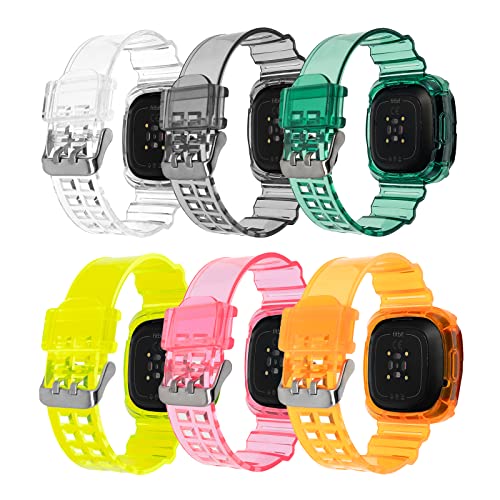 Yibcaiic Band Compatible With Fitbit Versa 4 - Versa 3 - Sense 2 - Sense For Women Men, Clear Bumper Protective Case Replacement Wristbands Band Accessories Straps For Fitbit Sense & Versa 3 & Versa 4 & Sense 2 #TOP6