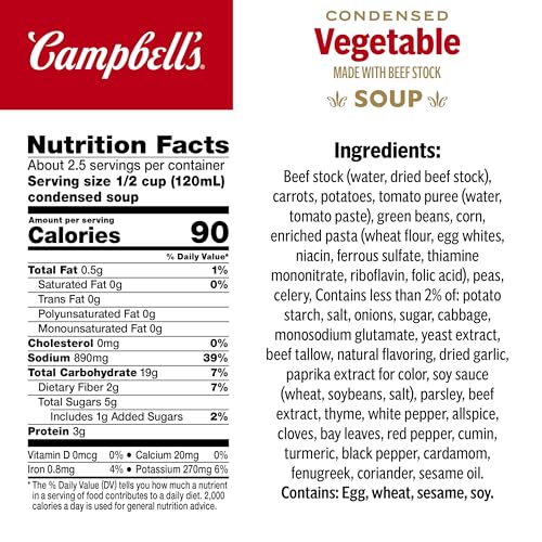 Image of Campbell's Condensed Vegetable Soup With Beef Stock, 10.5 oz Can (Pack of 4)