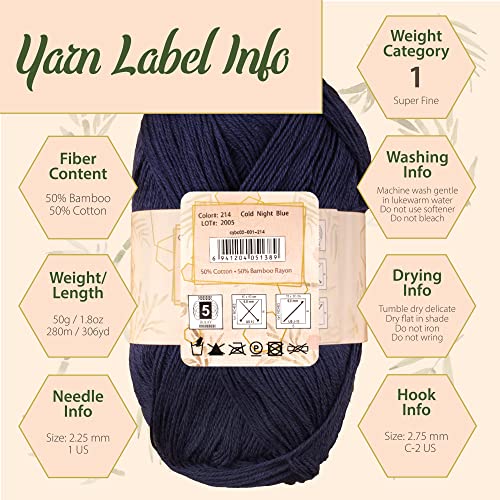 Jubileeyarn Baby Soft Bamboo Cotton Yarn - 50G/Skein - Lilacs - 4 Skeins #TOP4