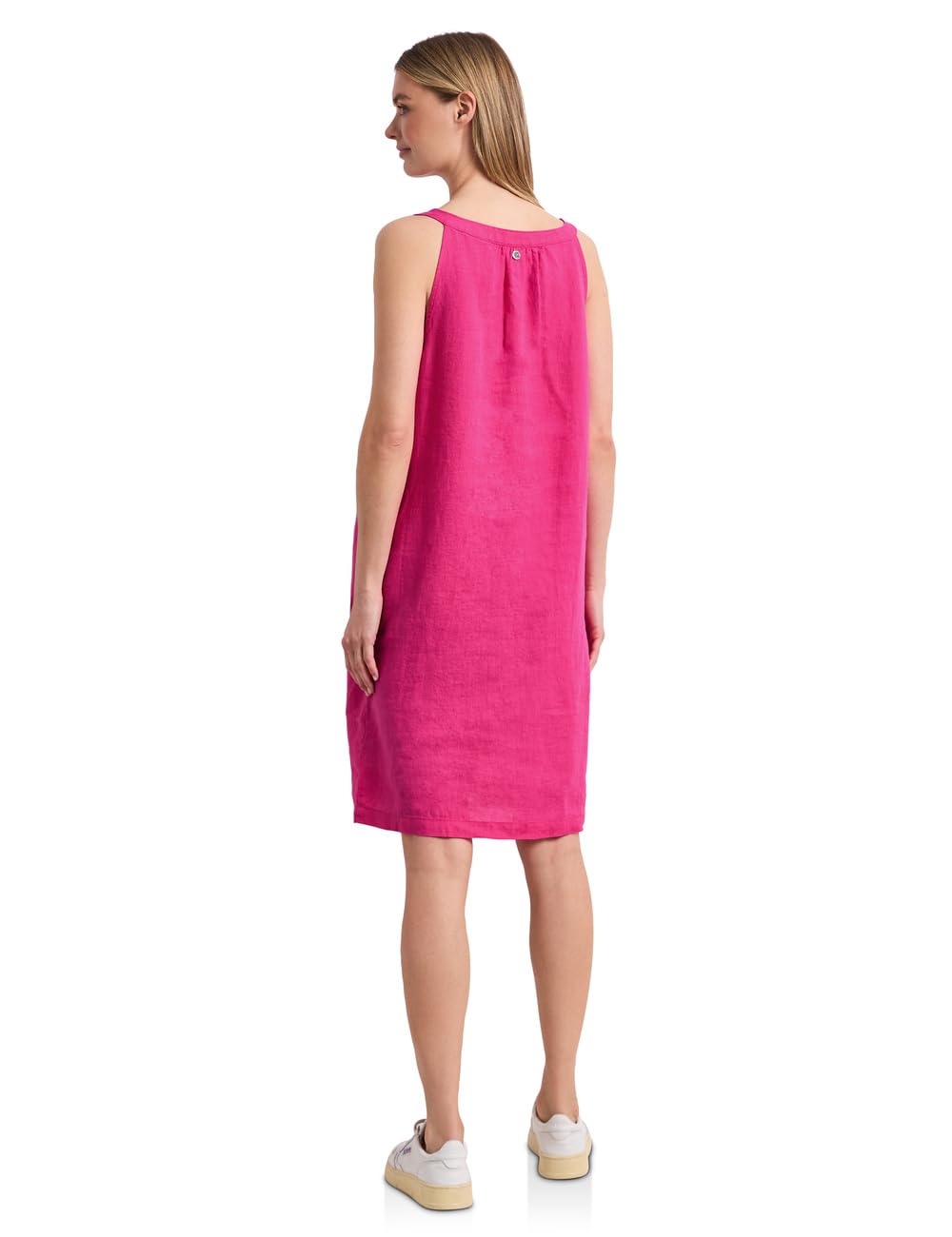 Street One Knielanges Kleid mit Split Neck aus Leinen