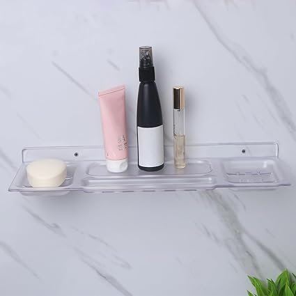 Lipka Abs Square Rack/Shelf Tray Multi | Abs Plastic Unbreakable Wall Mounted Square Shelf | Organizer/Storage Rack/Shelf Tray for Kitchen and Bathroom | Pack of 1 - Transparent