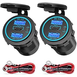 Cargador Usb Y Encendedor Para Moto Tomas USB 12V: Cargador USB 12V Actualizado 56W, Puerto Múltiple para Teléfono, Encendedor USB QC3.0 Dual 18W y USB-C PD 20W, Puerto USB para Coche con Interruptor de Alimentación para Coche, Moto