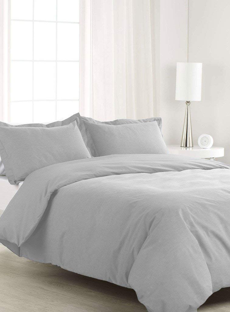 Scala Bedding 800 TC 500% Egyptian Cotton 1 Piece Duvet Cover Queen Size Solid Light Gray