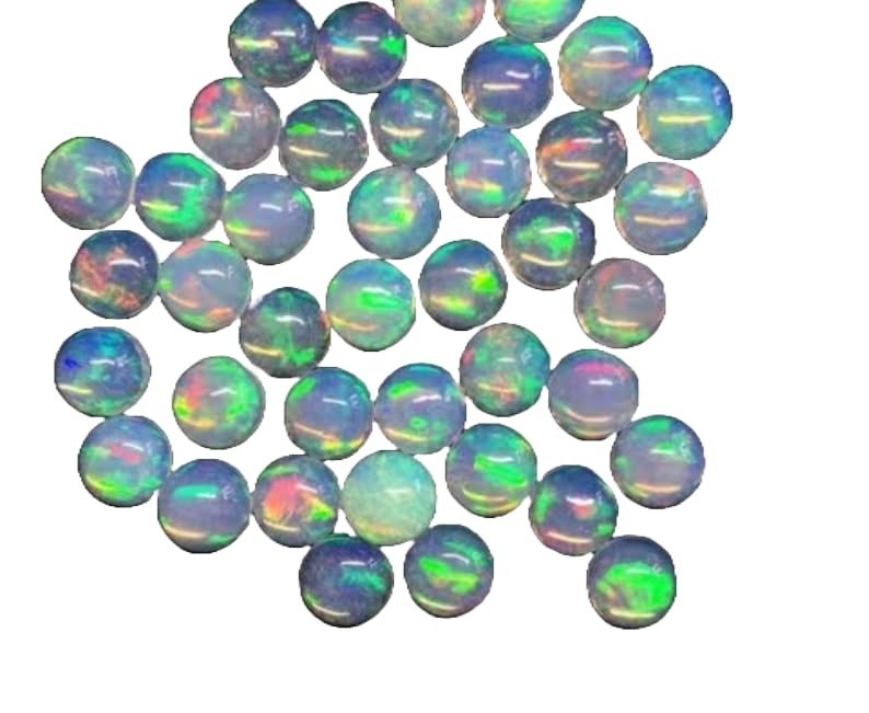 Opale éthiopienne naturelle en cabochon ovale 7mm - Lot de 6 gemmes pour fabrication de bijoux
