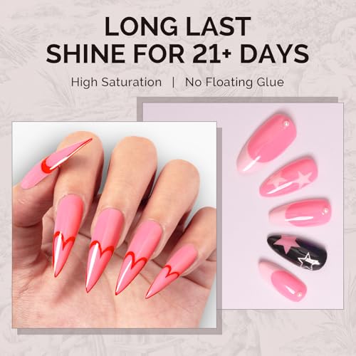 Image of MelodySusie 0.5fl oz Strawberry Pink Gel Nail Polish, Nails Soak Off UV LED Pink Gel Polish Gift for Women Nail Art Manicure Salon DIY Nail Design Decoration at Home-A2610