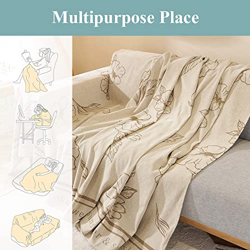 Stacypik Retro Floral Sofa Cover For Pets Kids,Soft Reversible Couch Cover For 2 Cushion Couch,Textured Chenille Slipcover Garden Boho Furniture Cover For Dogs,Multi-Use Farmhouse Blanket Home Decor #TOP2