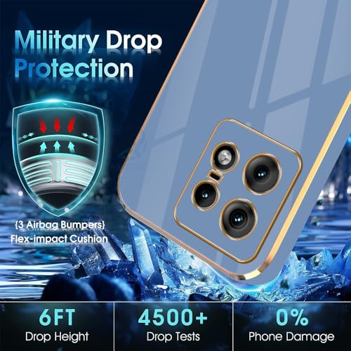 Image of AESTMO Back Case Cover for Moto Edge 50 Pro 5G Back Cover | Gold Electroplating Chrome | Raised Edges | Super Soft-Touch | Bumper Back Case for Moto Edge 50 Pro 5G (Gold & Blue)