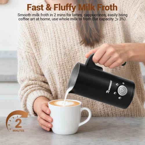 Miniatura 3 de Nwouiiay Espumador De Leche 4 En 1 Espumador Leche Eléctrico 600w 300ml Control De Temperatura Inteligente Espuma Caliente Y Fría Calentador Para Cappuccino, Chocolate Caliente, Latte