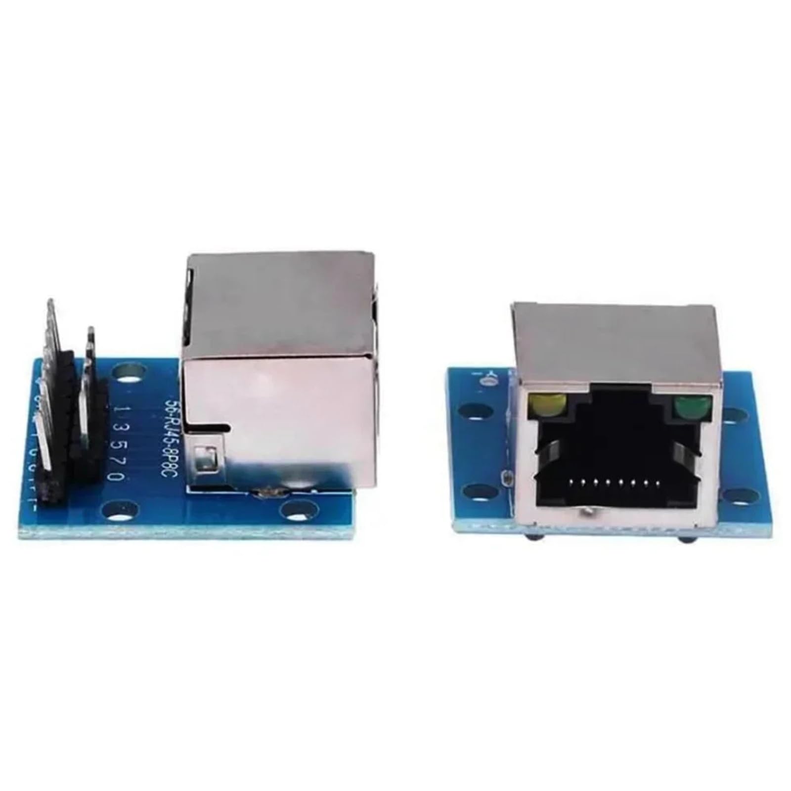 2/5 szt. płyta rozdzielcza RJ45 ze światłami LED 8P8C żeńskie gniazdo adapter adapter test z nagłówkami pinowymi (2 szt.)