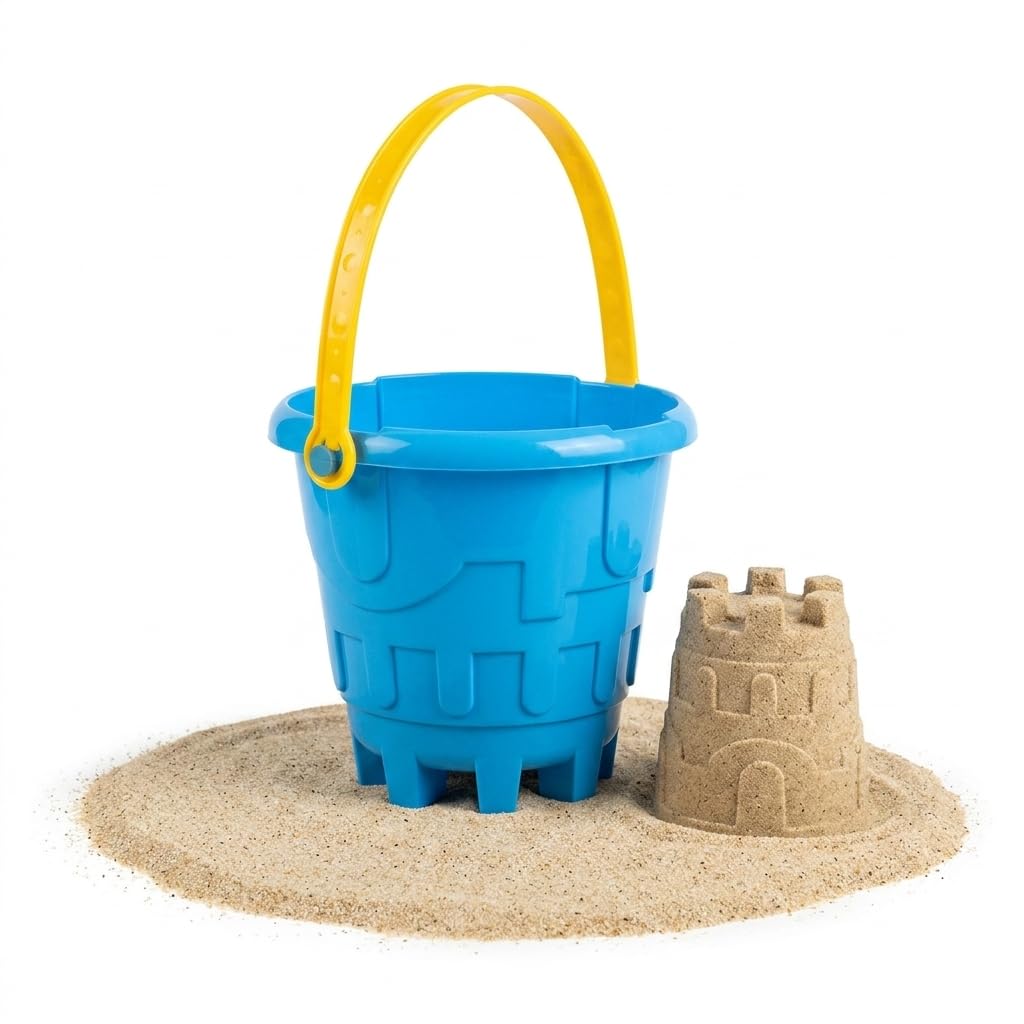 OTHERWISETRIVIAL Beach Bucket Castle Shape 17 x 16 cm Plastic for Children, Blue or Green