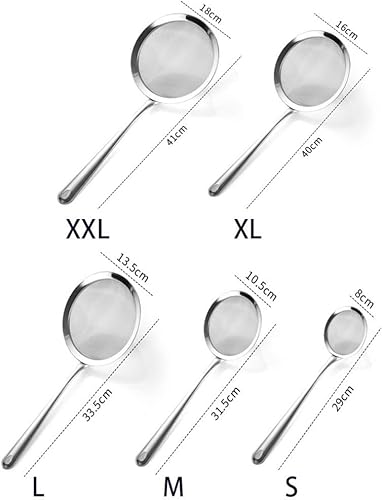 Miniatura 2 de Cuchara de malla fina, cuchara coladora de malla de acero inoxidable con mango largo para filtro de aceite, grasa y espuma (L-5.5 in)