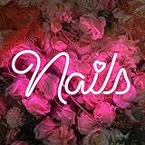 MinIeoh Nails Neon Sign, Nails LED Sign, Nail Salon Decor Open Welcome Signage Business Store Light, Nail Room Decor Beauty Salon Wall Decor Light Aesthetic Room Makeup Nail Studio