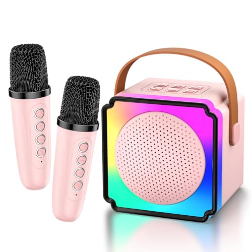 Anykuu 2 Micrófonos para Niños Regalo Niña 3-12 Años Micrófono de Karaoke para Infantil Microfono con Altavoz Portátil con Luces LED 5 Efectos de Sonido Mágicos Regalo