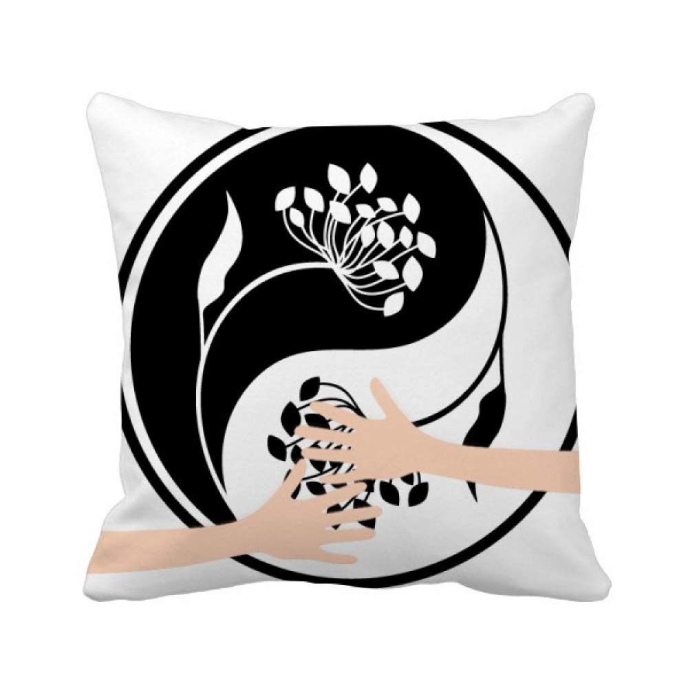 Bouddhisme yin yang housse de coussin fleur blanche design elegant