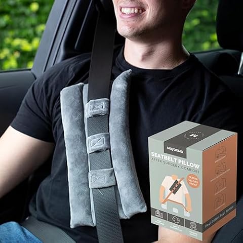 MOYOAMA Seat Belt Pillow Post Surgery- Seatbelt Pillows for Post-Surgery, Port Pillows for Chemo Patients Seatbelt, Mastectomy Seatbelt Pillow, Post Mastectomy Pillow, Hysterectomy Pillow Post Surgery Cover