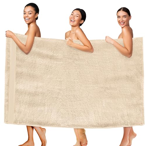 Elegant Comfort Premium Super Soft Highly Absorbent 1 Piece Oversized Bath Sheet - 40" x 80" inch, Luxurious Hotel Spa Quality 100% Turkish Cotton Extra Large Bath Towels for Adults, Ivory