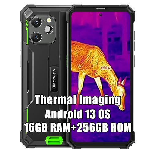 Blackview BV8900 Teléfono Móvil Resistente 2023, 16GB+256GB IP68 Smartphone Todoterreno, 64MP+Cámara Termográfica, 6.5' FHD+, 10000mAh 33W, Android 13 Telefono Movil Antigolpes, GPS/NFC/OTG, Verde