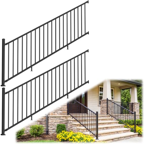 Guwezoy 36 in. H x 16 ft. W Modular Aluminum Stair Railing Kits with Post
