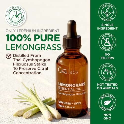 Image of 100% Pure Lemongrass Essential Oil - 4 Fl Oz - Lemongrass Oil for Hair, Skin, Diffuser, Aromatherapy & DIY Candle Making Scent
