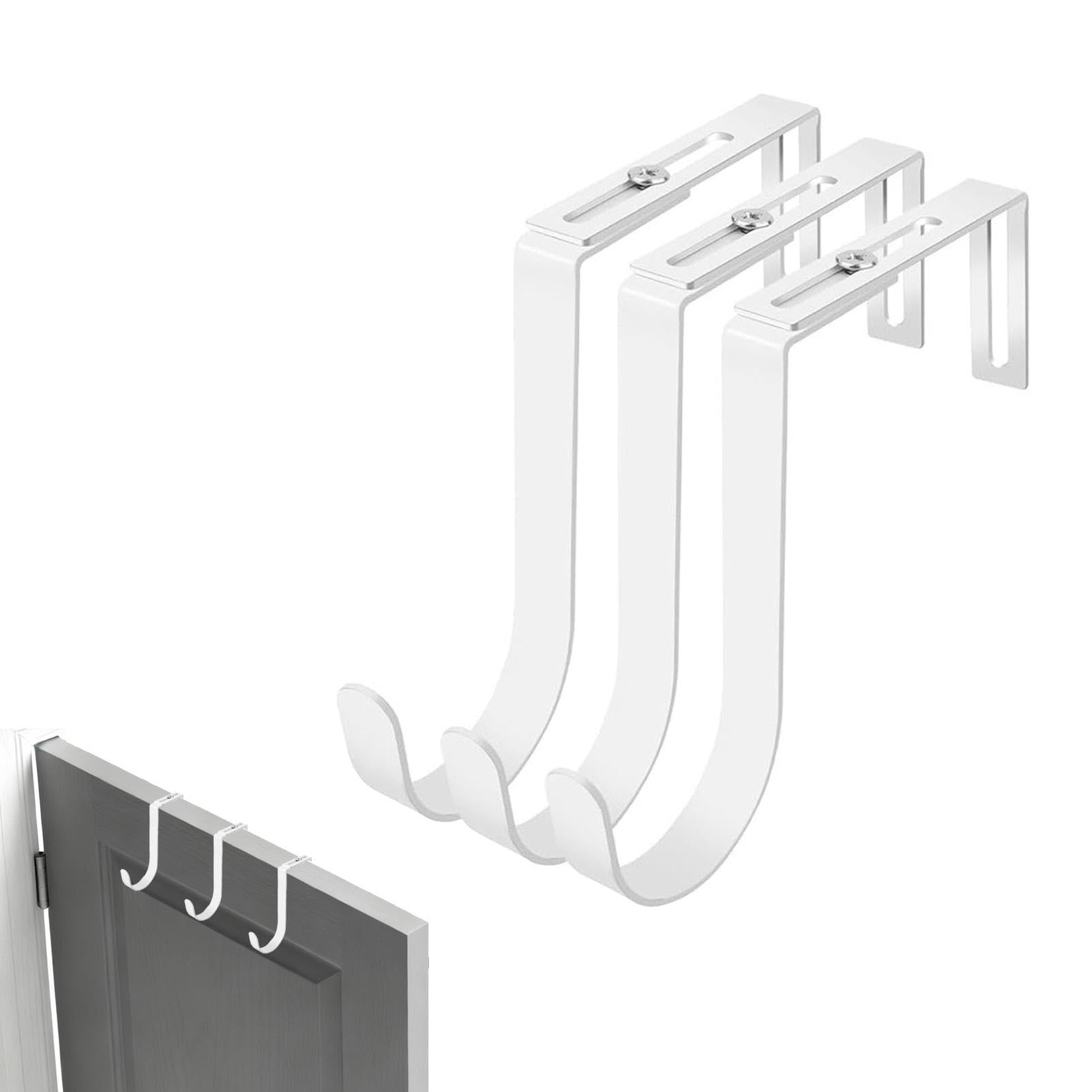 Ulvironte 3Pcs Over The Door Hooks, Adjustable Cubicle Hooks, White Heavy Duty Over Door Hook, Hanging Clothes Organizer Towel Rack for Living Room, Bathroom, Bedroom, Kitchen Hanging Clothes, Towels