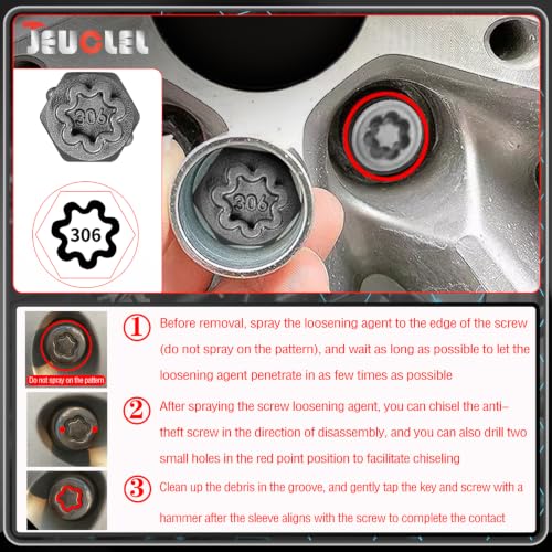 Image of 306 Wheel Locking Nut Key for Mercedes Benz, Lug Nut Removal Tool