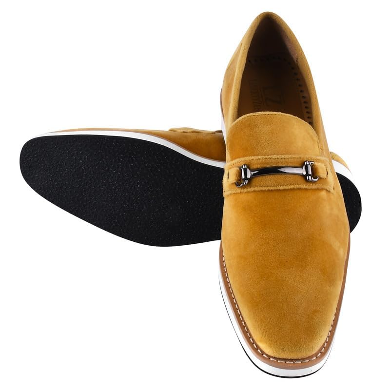 Image of LIBERTYZENO Mens Tuxedo Canvas Textile and Suede Leather Noble Loafers and Slip On Wedding Party Shoes for Easter Gift