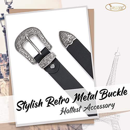 JASGOOD Women Western Leather Belt Ladies Vintage Style Plus Size Belt for Pants Jeans4