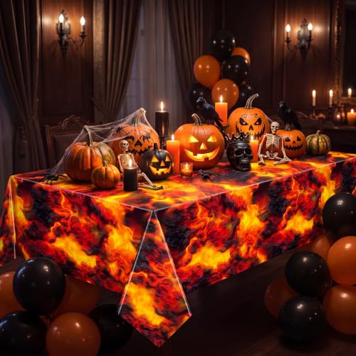 Image of Tiamon Lava Tablecloth, Fire Flame Tablecloth Decoration, 54 inch x 108 inch,12 Pcs