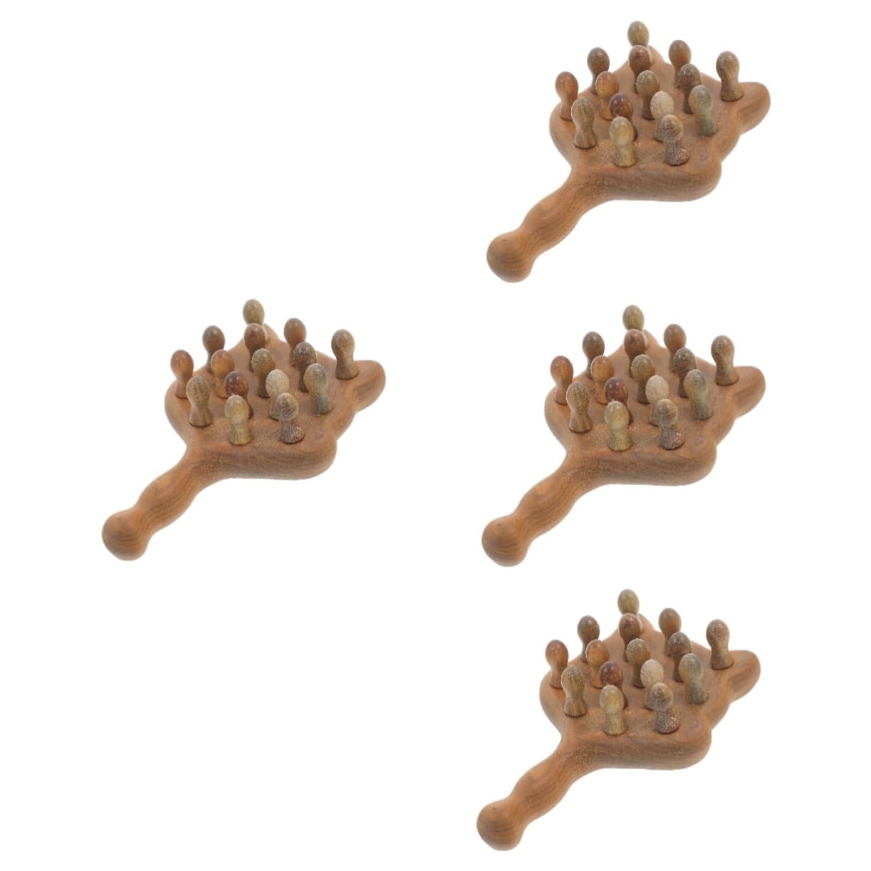 FOMIYES 4stücke Kopfhaut-massagier Aus Holz Ergonomischer Handheld-massagekamm Mit Zähnen Durchblutung Und Entspannung Für Zuhause Und Unterwegs