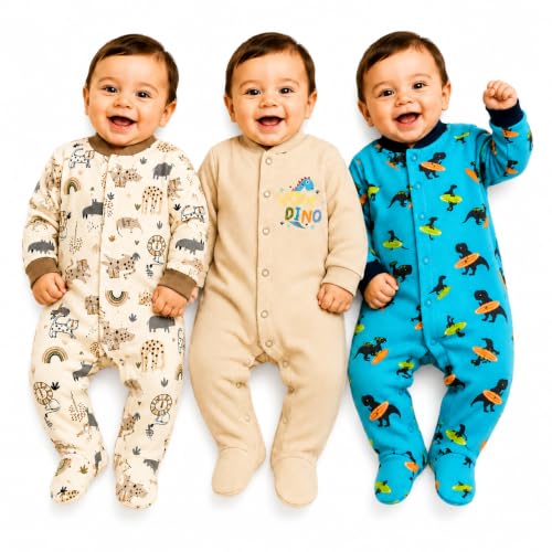 Image of EIO 100% Cotton Baby Rompers Sleepsuits Jumpsuits Night Suits for Newborn Baby Boys & Girls | Soft Infant Bodysuit | Pack of 3 Kids Rompers