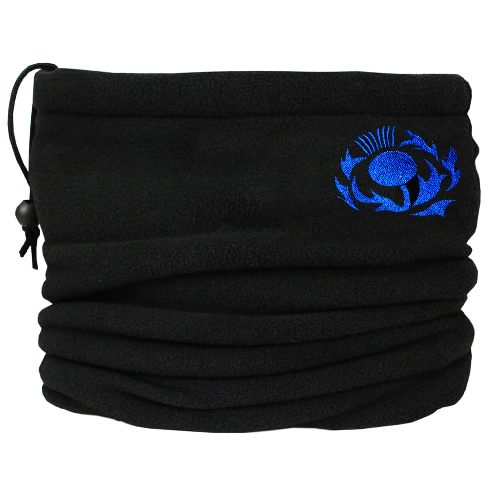 TeddyT's Scotland Rugby Thistle Design Black Thermal Toggle Fleece Snood