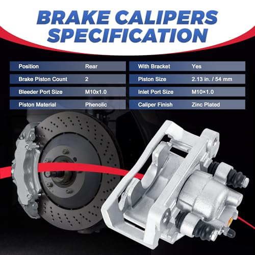 Image of 18B4836 18B4837 Rear Disc Brake Calipers Compatible with 2002-2010 Ram 1500 | 2PCS Rear Driver & Passenger Side Calipers with Bracket Compatible with 2002-10 & 11-18 Dodge Ram 1500, 07-09 Chrysler Aspen