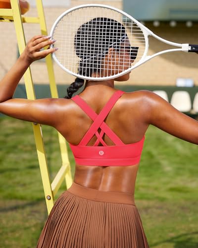 Image of RUNNING GIRL Sports Bras for Women,Padded Strappy Sports Bras Criss-Cross Back Medium Support Sports Bras with Removable Cups