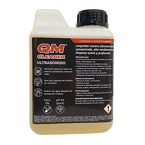 QM Cleaner - Limpiador neutro ultrasonidos concentrado, alto rendimiento, limpieza suave y profunda.- Limpiador Ultrasonidos - Garrafa 2 litros Cover