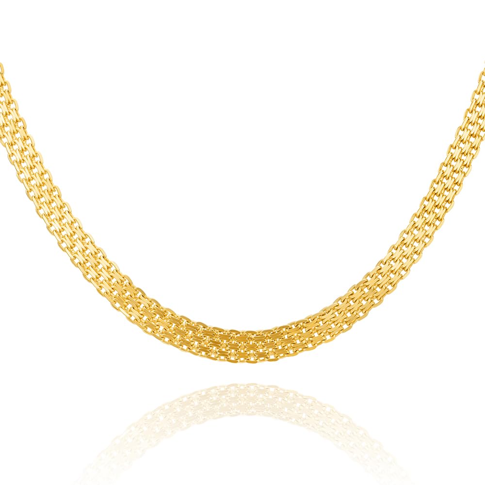 Orovi Gargantilla Dorada Mujer de Malla en Plata de ley 925 Bañado en Oro de 18 Quilates Longitud 45cm Ancho 4mm con Cadena de Extensión 5cm Cierre de Mosquetón Fabricado en Italia Entregado en Joyero