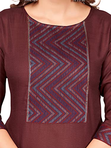Image of Vbuyz Women's Cotton Blend Solid Straight Stitched Kurta Palazzo with Dupatta (VF-KU-1881-SKD-38 Maroon Medium)