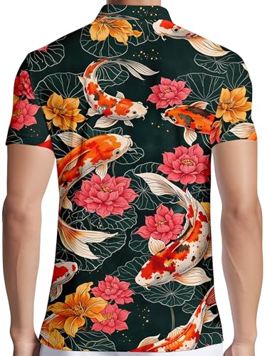 Image of PAGYMO Funny Golf Shirts for Men Crazy Printed Pattern Novelty Moisture Wicking Performance Mens Polo Shirt