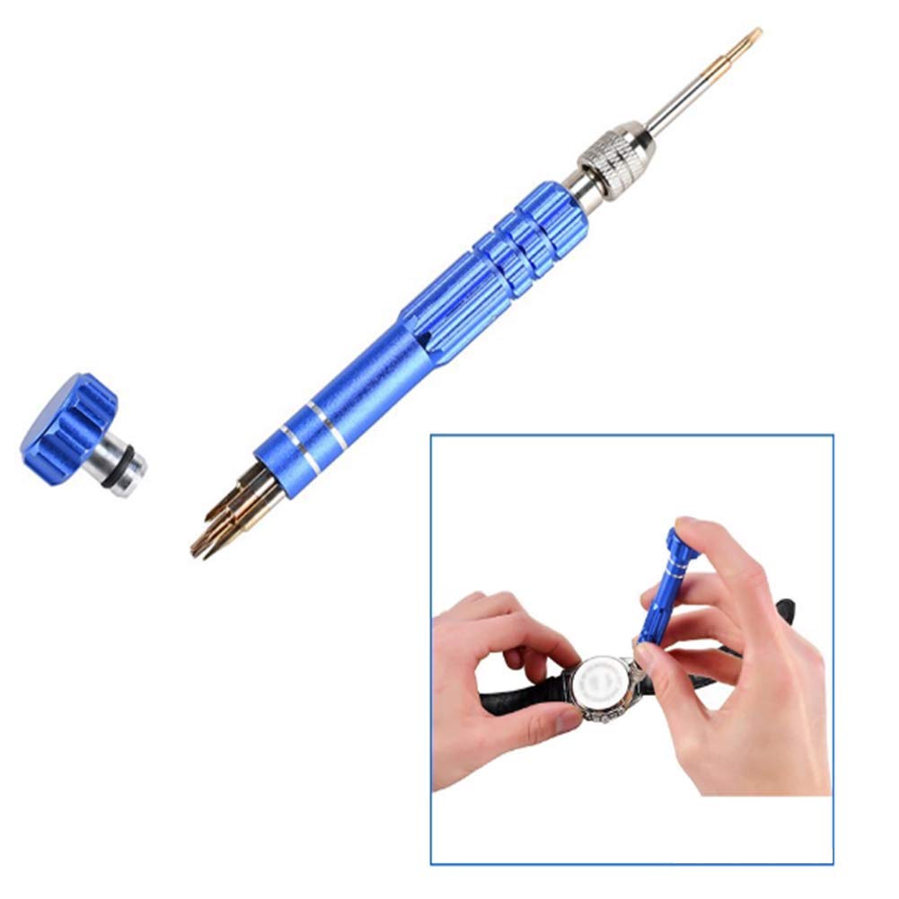 Kit de reparación de relojes en estuche de transporte, kit de herramientas de reparación de correa de reloj que incluye martillo, kit de herramientas de reemplazo de pilas de reloj para reparar vari