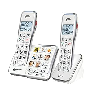 Geemarc Amplidect Draadloze Telefoon Met Antwoordapparaat – Duitse Versie, Wit/Zilver