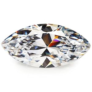 JIANGYUANGEMS 4x8mm 5A Marquise Shape Europe Machine Cut White Cubic Zirconia Stone Loose CZ Synthetic Gemstone for Jewelry Making (4x8mm 50pcs)