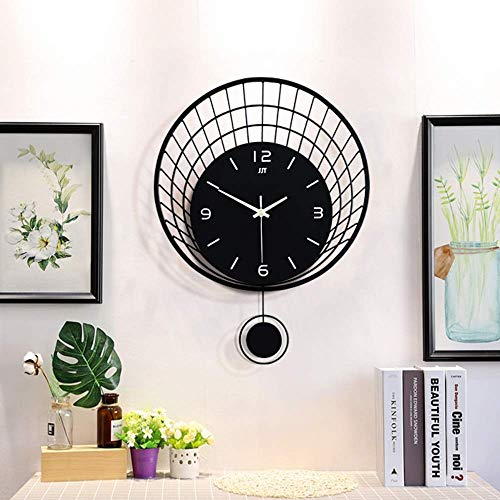 Horloge murale noire 370*480mm moderne et simple pour salon