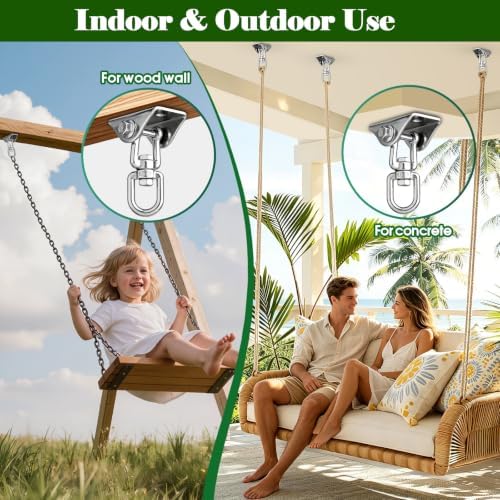 Feanron Heavy Duty Hammock Hanging Kit, 2 Pack 2000LB Stainless Steel Hooks - 2