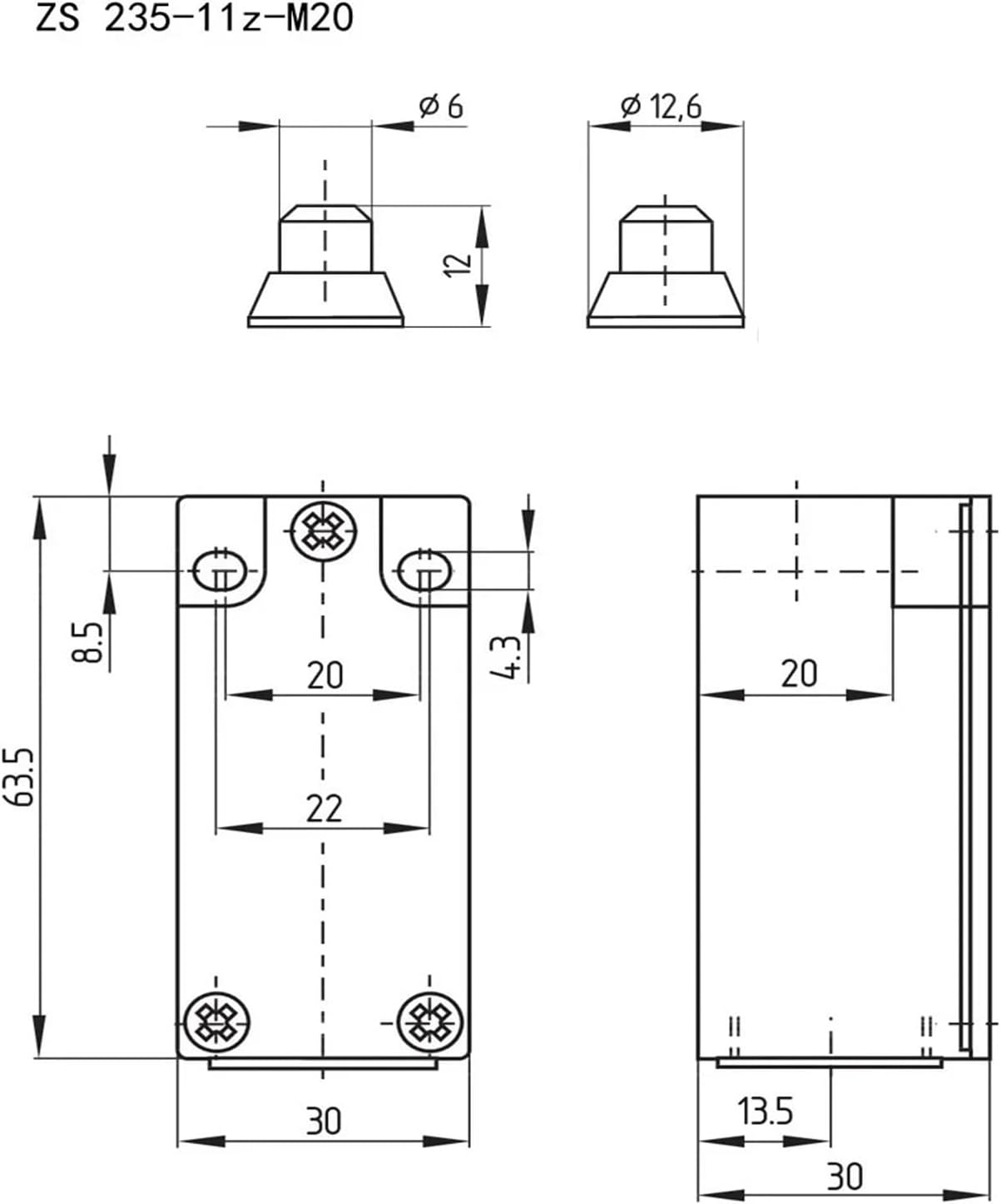1pcs Z4V7H235-11z-M20 Z3K235-11z Z4V12H235-11z-M20 ZR235-11z-M20 T4K235-11z ZS 235-11z-M20 T1R235-11z Z4V10H Limit Switch(T1R 235-11z)