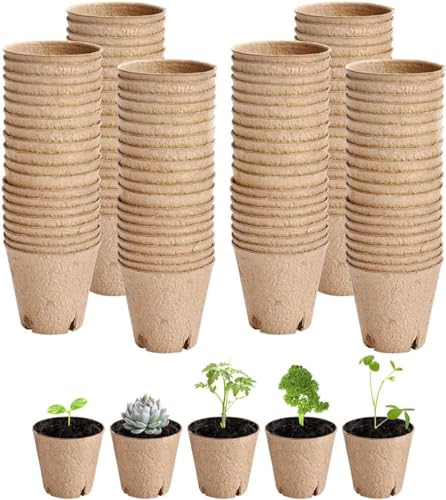 育苗ポット 8CM 紙 紙植木鉢 育苗箱 泥炭ポット 分解性 通気孔の設計 種まき 植物栽培 野菜栽培 園芸用品 庭 ガーデンニング 家庭菜園 栽培用 育苗用 (20個育苗ポット)