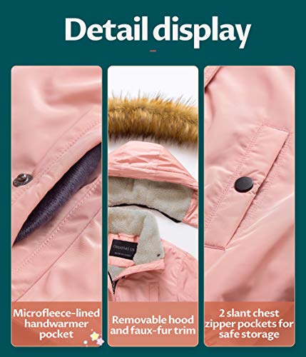 Creatmo Us Girl's Winter Parka Coat Puffer Jacket Padded Overcoat With Fur Hood Pink 14/16 #TOP6