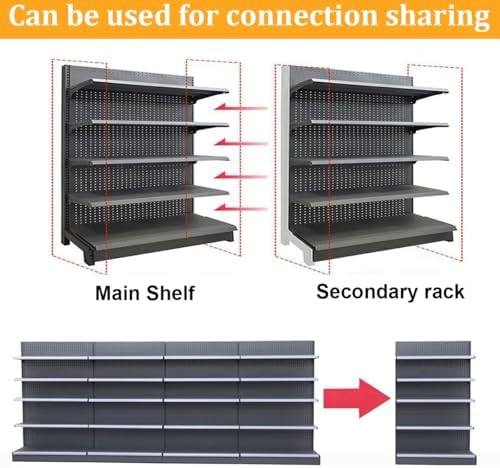 Heavy Duty Retail Display Rack with 20 Hooks, 5-Tier Supermarket Shelf, Snack Organizer for Convenience Stores, Drugstores, Garages (Type B, L93xH135cm)